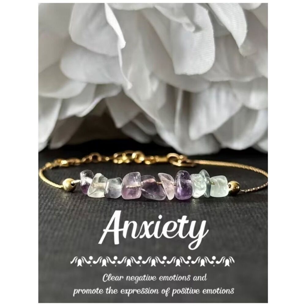 NWT Rainbow Fluorite Anxiety Bracelet Reduce Stress
